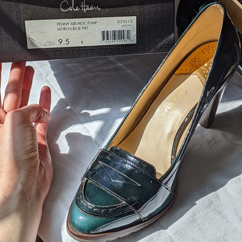Cole Haan Nike Air sole Moroccan Blue Patent Leather Heels - Picture 8 of 11